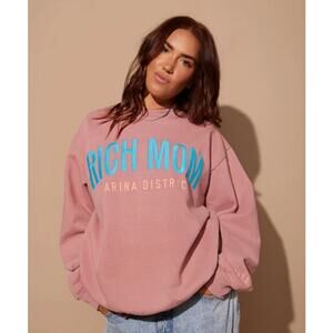 Rich Mom Marina District Crewneck Pullover Sweater Pink Womens Size XL